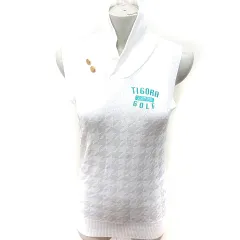 ティゴラ TIGORA ゴルフ ポロシャツ ノースリーブ 総柄 M 白 ホワイト /RT