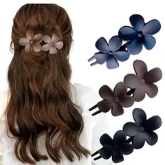 【特価】可愛い エレガント 韓国風 おしゃれ シンプル ヘアアクセサリー レディース 大きめ 普段使い ?? 髪留め 髪留め 職場 しっかりとまる 前髪たちあげクリップ 花モチーフ 仕事 マット質感 clip 通勤 hair 花形ヘアクセサリー 3個セット 女