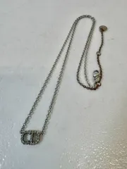 13522-094★Christian Dior CDロゴ ラインストーン ネックレス シルバー系 ディオール★