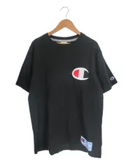 チャンピオン CHAMPION Tシャツ クルーネック 刺繍 ロゴ 半袖 サイズLARGE  黒 QQQ