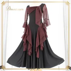 社交ダンス 衣装 スタンダード ドレス ワンピース レッスンウェア パーティドレス ICHIOKU イチオク 赤 ブラック系 黒 レッド系 ドット 水玉 レトロ カワイイ 演奏会 ダンスパーティー 服装 フォーマル ルームウェア おしゃれ スポーティー