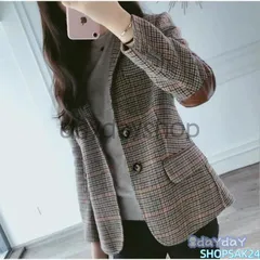 人気商品 スーツジャケット レディース 秋冬新作 長袖ブレザー チェック柄スーツ 40代 カジュアル テーラードジャケット ショット丈 着痩せ 通勤 オシャレ大人 上品