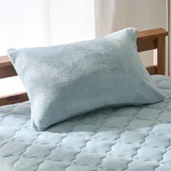 ベルーナ(BELLUNA) 掛け布団カバー あったか フランネル 毛布 シングル 洗える 多機能 寒さ対策 暖かい 冬用 布団カバー ふわふわ とろける 柔らかい もちもち 快適 ウォッシャブル  （ブルーグレー 枕カバー2枚組 555035-504）