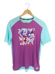 ナイキ NIKE ランニング RUNNING プルオーバー Tシャツ スポーツ 半袖 プリント メッシュ地 パープル 水色 サイズL 国内正規 QQQ