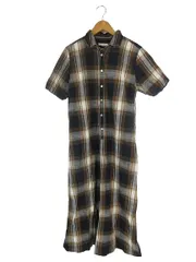 サニークラウズ Sunny Clouds ワンピース 半袖 チェック ハーフボタン ロング サイズ M ブラウン 系 QQQ