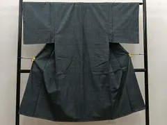 平和屋着物■男性　紬　黒緑色　正絹　逸品　BAAW6634mz