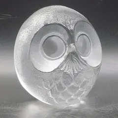 《M》マッツジョナサン フクロウ 置物 文鎮 クリスタルガラス スウェーデン ペーパーウェイト