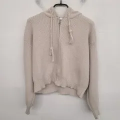 レディース 66サイズ フード ニット ジップアップ カーディガン