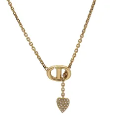 【中古】 Christian Dior ディオール CD Navy ネックレス N3118WOMCY_D03S ゴールド ハートモチーフ ペンダント 25020695DS