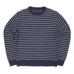 ジェイクルー J.CREW 00s 2000年代 Y2K ボーダー柄 コットンニット クルーネック USA ヴィンテージ アメリカ 古着 メンズ ニット セーター ネイビー ホワイト M【中古】