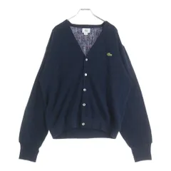 LACOSTE (ラコステ) OLD USA製 ロゴ刺繍 長袖ニット カーディガン ネイビー