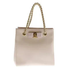 Salvatore Ferragamo (サルヴァトーレ フェラガモ) ヴァラ リボン チェーン ハンドバッグ ショルダーバッグ ピンク レザー