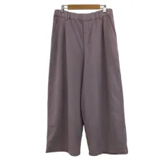 スタディオクリップ Studio Clip パンツ ワイド ロング タック ウエストゴム イージー ストレッチ 無地 M 紫 ラベンダー パープル