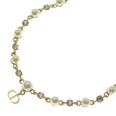 DIOR (ディオール) CDロゴ パールネックレス ラインストーン ペンダント チェーン ゴールド GP