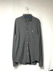 ポロ ラルフローレン メンズ 超軽量 メッシュ カラ 長袖シャツ _ チャコール M