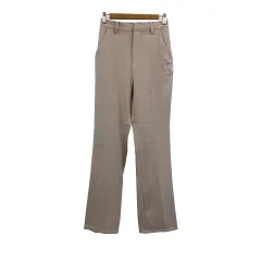 グレイル GRL パンツ テーパード ロング センタープレス 無地 ウエストゴム S ベージュ