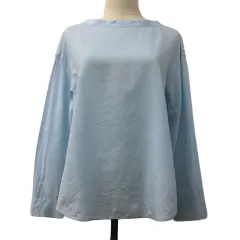 アンタイトル UNTITLED ブラウス シャツ カットソー プルオーバー ラウンドカラー 無地 長袖 2 水色 ライトブルー