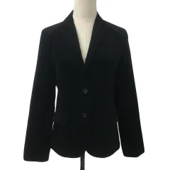 コムサイズム COMME CA ISM ジャケット テーラード シングル ベロア 光沢 無地 長袖 L 黒 ブラック