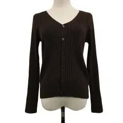 ロペピクニック ROPE Picnic カーディガン ニット Vネック リブ ラメ 無地 長袖 38 茶 ブラウン