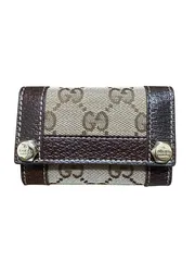 【鑑定済み希少】GUCCI グッチ GGキャンバスレザー6連キーケース メンズ レディース