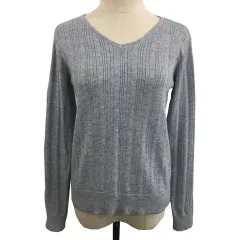 テチチ Te chichi セーター ニット プルオーバー Vネック 無地 リブ 長袖 F グレー