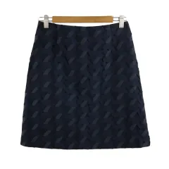 アンタイトル UNTITLED スカート 台形 ミニ 総柄 2 紺 ネイビー