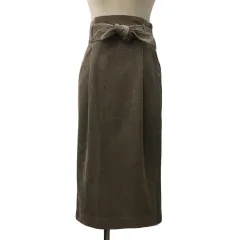 グリーンレーベルリラクシング ユナイテッドアローズ green label relaxing Sporting&Style スカート タイト ロング ハイウエスト ベルト コーデュロイ タック 36 茶 ブラウン