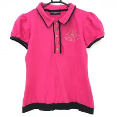 キスオンザグリーン 半袖ポロシャツ ピンク×黒×ゴールド ハート刺しゅう レディース 2(M) ゴルフウェア kiss on the green