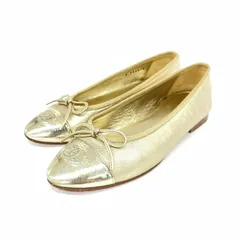 CHANEL シャネル 表記サイズ:サイズ:36.5C  フラットシューズ  ゴールドカラー ココマーク レザー レディース　240001128167