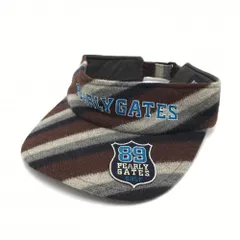 パーリーゲイツ フラットサンバイザー ブラウン×グレー 斜めストライプ ウール100％ S ゴルフウェア PEARLY GATES