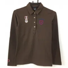 ZOY ゾーイ 長袖ポロシャツ ブラウン 無地 ワッペン複数 レディース 36(S) ゴルフウェア