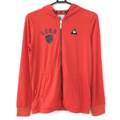【超美品】le coq sportif ルコック ジップパーカー レッド 薄手 プリント ジャケット レディース M ゴルフウェア