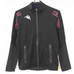 Kappa カッパ ジャケットブルゾン 黒×ピンク ストレッチ 一部メッシュ  レディース S ゴルフウェア