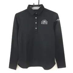 Callaway キャロウェイ 長袖ポロシャツ 黒×白 シンプル ロゴ刺しゅう  レディース S ゴルフウェア