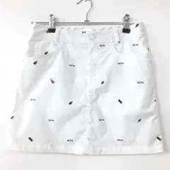 ニューバランスゴルフ スカート 白×ネイビー 総柄 裏メッシュ レディース 0(S) ゴルフウェア New Balance