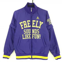 【美品】ルコック 2WAY中綿ジャケット パープル×イエロー 袖着脱可  レディース M ゴルフウェア le coq sportif