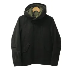 グリーンレーベルリラクシング ユナイテッドアローズ green label relaxing コート モッズ ショート メルトン フード 中綿 比翼仕立て ウール 長袖 XS 緑 グリーン