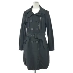 MONCLER モンクレール  ロングコート サイズ:1  ブラック コットン混 レディース トレンチコート風 ジップアップコート　241013000841