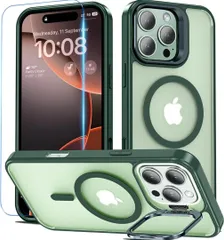 iPhone16Pro Maxケース ガラスフィルム付 グリーン253K1559