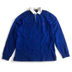 RALPH LAUREN　ラルフローレン　ラガーシャツ　90-00s　ブルー　サイズLL　コットン　COSTOM FIT　長袖　ポロシャツ
