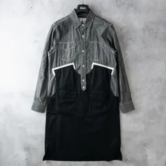 GANRYU COMME des GARONS ガンリュウ コムデギャルソン シャンブレー ロング シャツ コート ワンピース ユニセックス S ブラック グレー