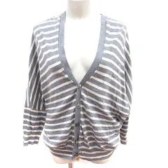 ズッカ zucca カーディガン ニット 長袖 ボーダー M グレー ライトベージュ /RT