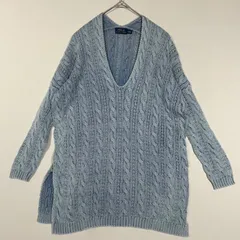 ポロラルフローレン　POLO RALPH LAUREN　ケーブルニット　Vネック　スカイブルー　XS