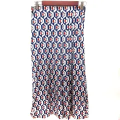 ザラウーマン ZARA WOMAN スカート フレア ロング 総柄 XS 紺 ネイビー /RT