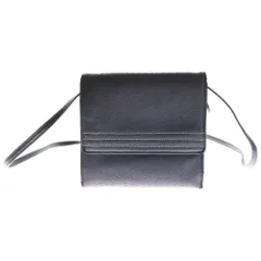 LOEWE (ロエベ) ショルダーウォレット 財布 フラップ ブラック 白ステッチ レザー