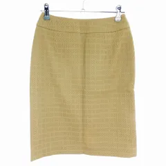 ロペ ROPE スカート タイト ひざ丈 バックファスナー ウール 格子柄 総柄 60-86 ベージュ ボトムス /T2