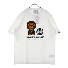 adidas (アディダス) ×A BATHING APE BABY MILO TEE アベイシングエイプ ベイビーマイロ フロントプリント クルーネック半袖Tシャツカットソー ホワイト JZ7392