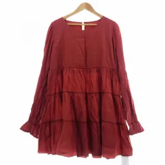 ビッキー VICKY ワンピース チュニック 長袖 クルーネック ティアード 無地 赤 レッド /T2