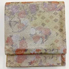 ［7241］袋帯 草花籬文様 金 シルバー 六通 正絹 着物 フォーマル