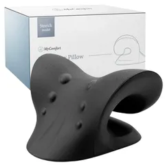 [めざましTVで紹介] MyComfort 首 ストレッチ 首枕 [自宅でたった5分] 首 肩 肩甲骨 を伸ばす 枕 首用 肩用 健康器具 首まくら ネックリラックスピロー ギフト 敬老の日 プレゼント 誕生日 に (ブラック, ストレッチモデル)rc